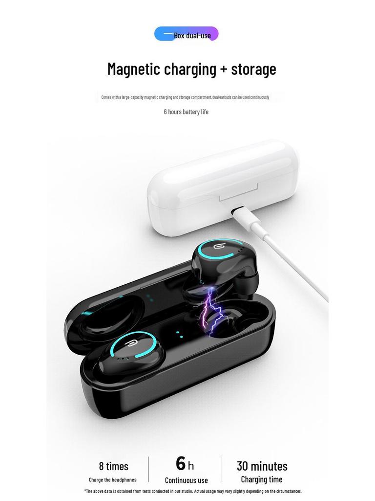 Waterproof Bluetooth 5.0 Sports Earphones: Dual Ear Stereo Mini Wireless with In-ear Charging
