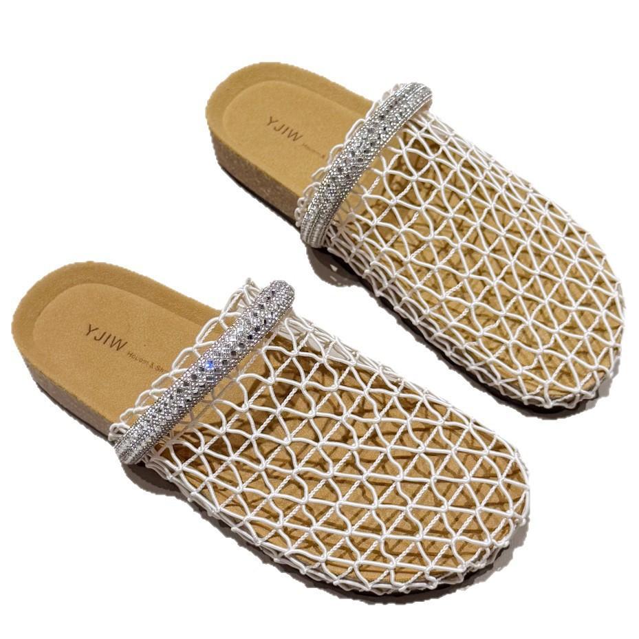 Thick-soled Fishing Net Shoes Bag Head Half Slippers Women's Summer Wear New High-end Mesh Hollow Cool Slippers