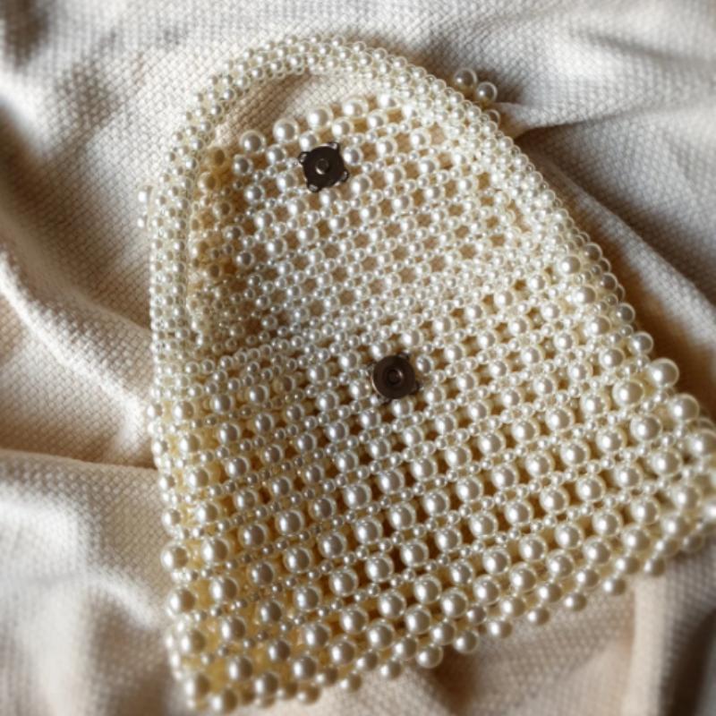 Geantă de designer cu mărgele de perle Geanta de mână de nuntă de perle pentru femei Poșetă de mireasă cu mărgele crem Geantă de seară de perle artificiale