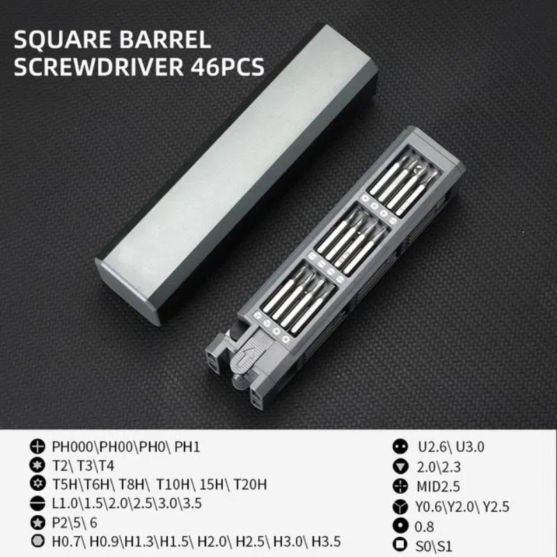 

Набор малых отверток, многоцелевая бытовая малая отвертка, инструмент для разборки и точного обслуживания 46 in 1 серый/чёрный