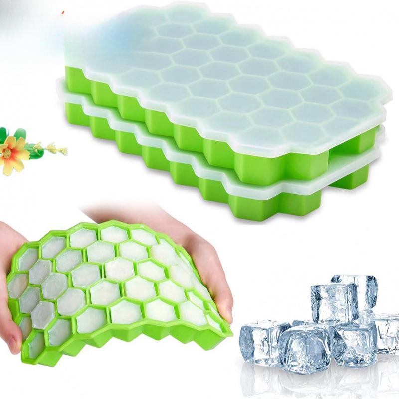 Silicone Honeycomb Ice Cube Tray with Lid - 37 Grids Popsicle Mold
