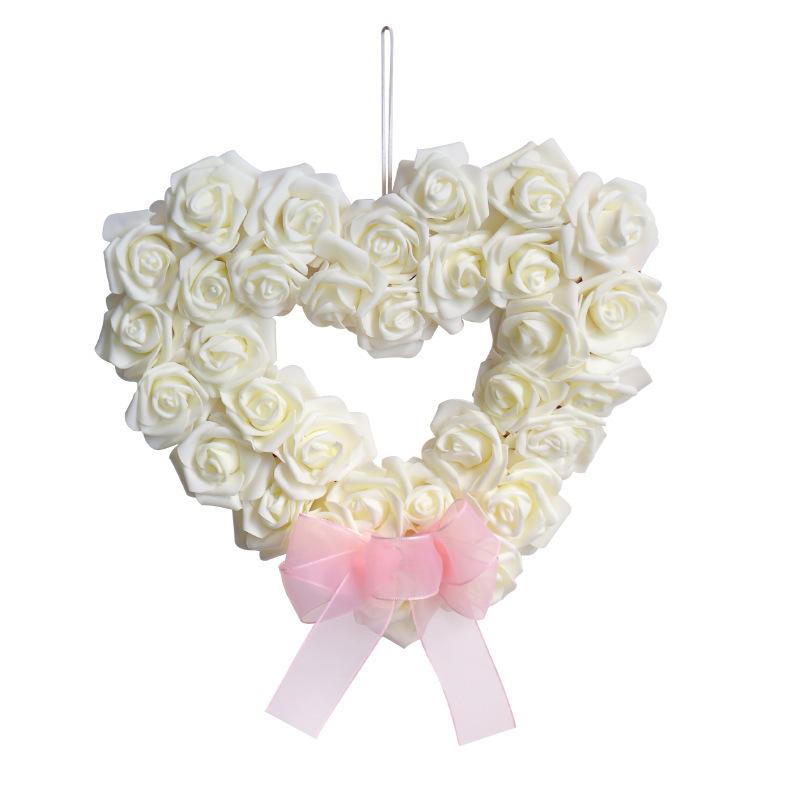 Valentine'S Day White Rose Wreath Romantic Love Wreath Outdoor Wedding Scene Arrangement Props