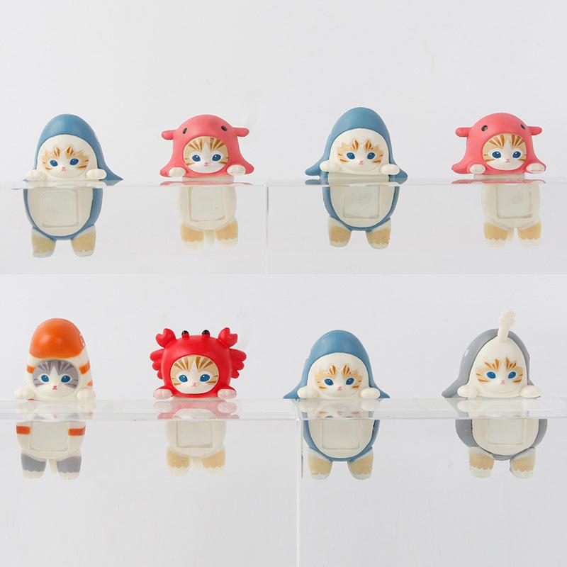 1/12Pcs Kawaii Cat Figurines Blind Box Action Figure Cute Doll Mystery Box Mobile Phone Car Decor Accessories Toys