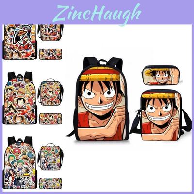 Conjunto de Mochila One Piece Para Alunos do Ensino Fundamental Bolsa Escolar de Nylon Estojo e Bolsa Tote