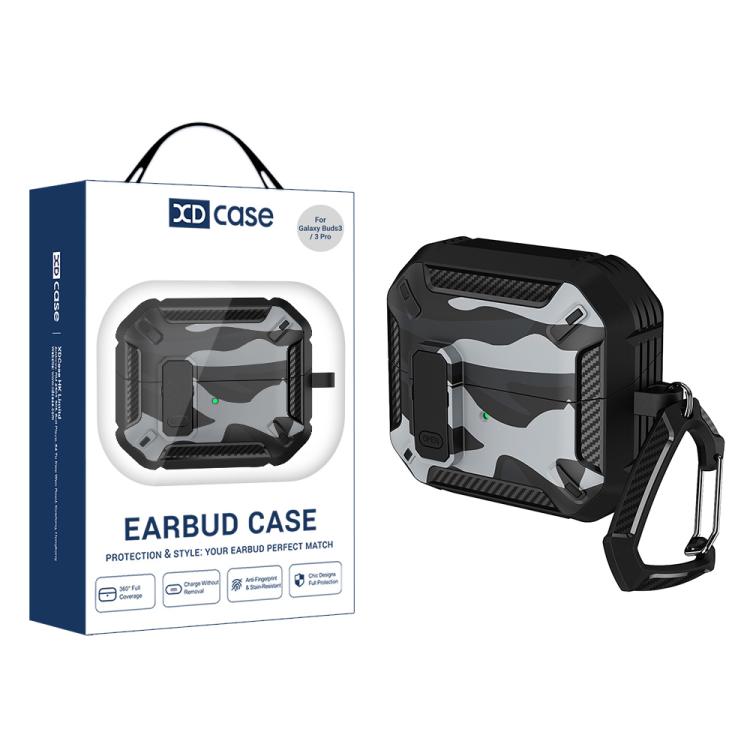 XDcase Camouflage Earbuds Case with Security Lock & Carabiner, Dual‑Material Shock‑Absorb Protective Cover