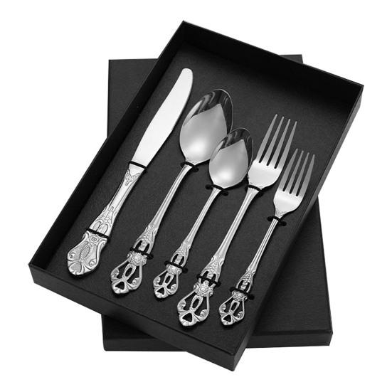 

Набор столовых приборов из 5 предметов, нержавеющая сталь, прочный, устойчивый к коррозии, элегантный дизайн, для ужина серебряный