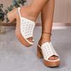 Women's High Heels Slippers Fashion Open Toe Platform Sandal Summer Hollow Out Leather Slippers Lightweight High Heelsed Sandals