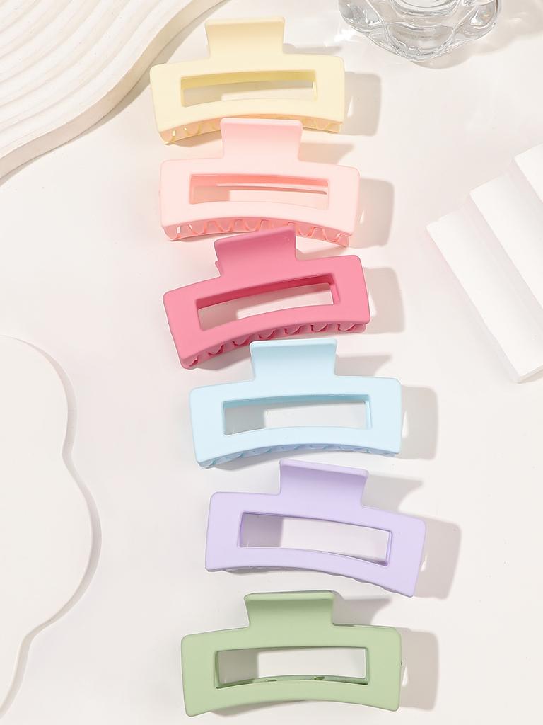 6 Pcs Large Multicolored Rectangle Hair Claw Clips Strong Hold Claw Clips Accessories For Women Girls Thin Thick Hair Quality
