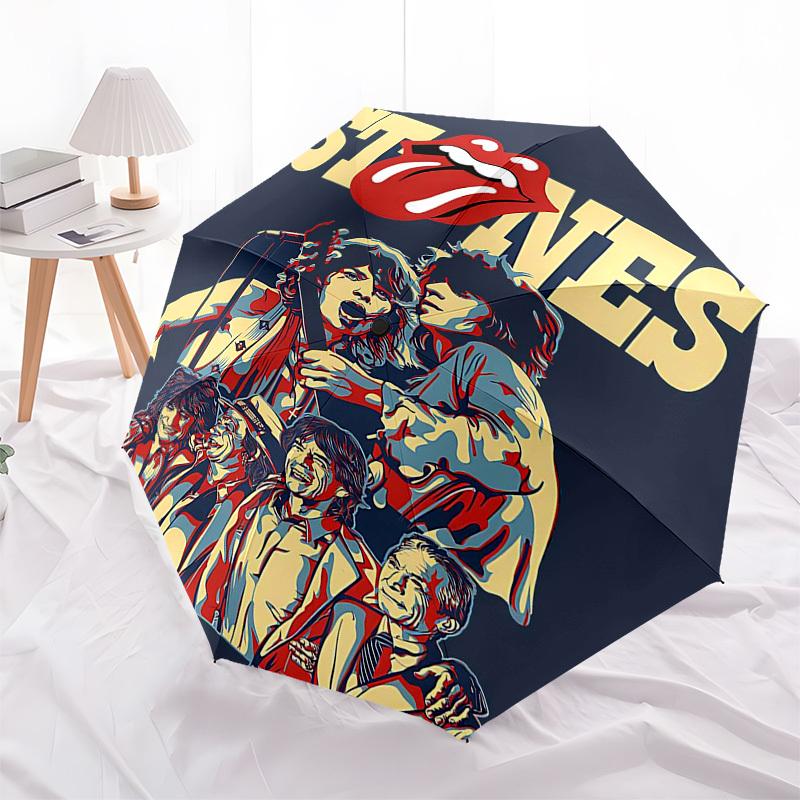 1pz Ombrello da Viaggio Automatico, Antivento, Compatto Rolling Stones, Regalo per Compleanno, Natale, Affari 93063
