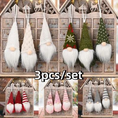3 Stück Weihnachtsgnome Plüsch Weihnachtsmann Puppe Strickstoff Weihnachtsbaum Hängeornamente Gonk Zwerg Elfen Dekoration Geschenke Neujahr
