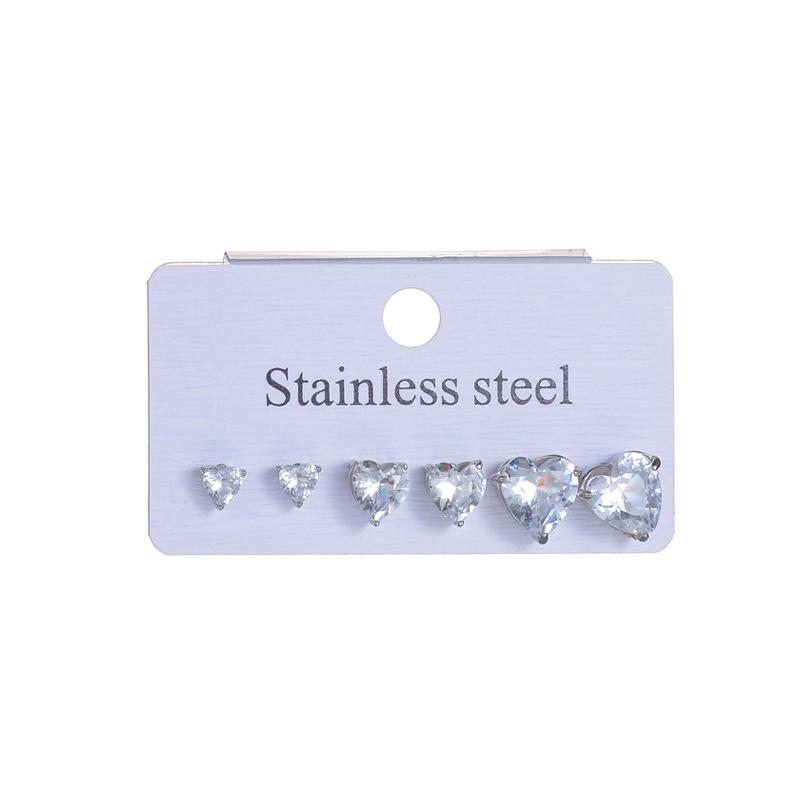 

Korean Minimalist Heart-Shaped Zircon Earrings Set for Women