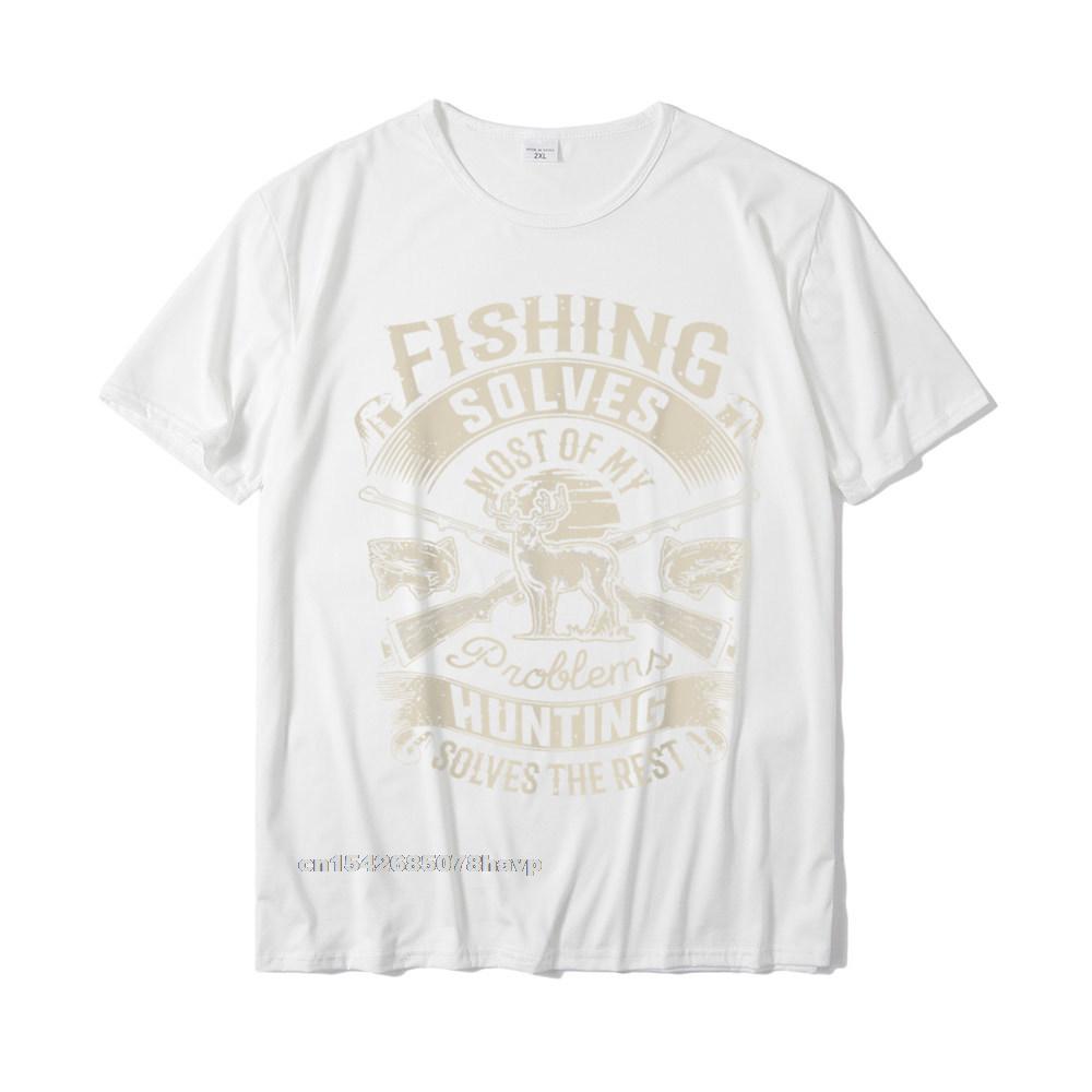 Fishing Solves Most Of My Problems T Shirt Hunting Hunter TShirt Printed On Unisexs T Shirts Latest Cotton Tops Tees Europe