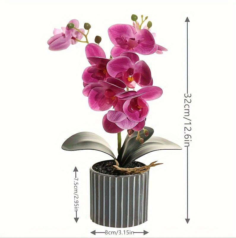 Elegant 8-Flower Phalaenopsis Orchid Bonsai - Lifelike Artificial Potted Plant for Home Decor, Includes Pot