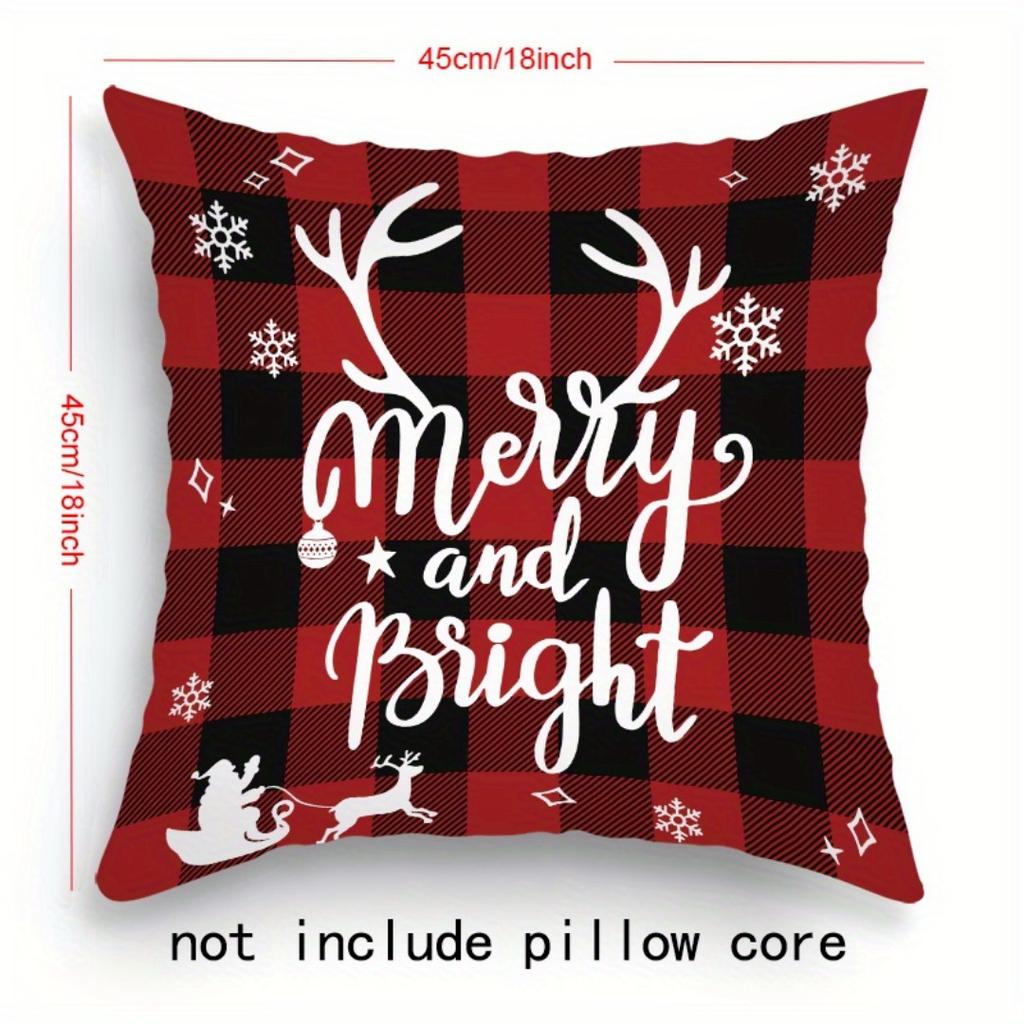 1pc Red Cushion Cover Marry Christmas Pine Printed Durable Cover 2025 New for Home Ornament Xmas New Year Christmas Decoration
