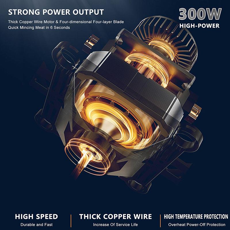 Elektrischer Fleischwolf 2L Großes Haushaltsvolumen Edelstahl 2 Gänge 300W Hohe Leistung Küchenkocher Mixer