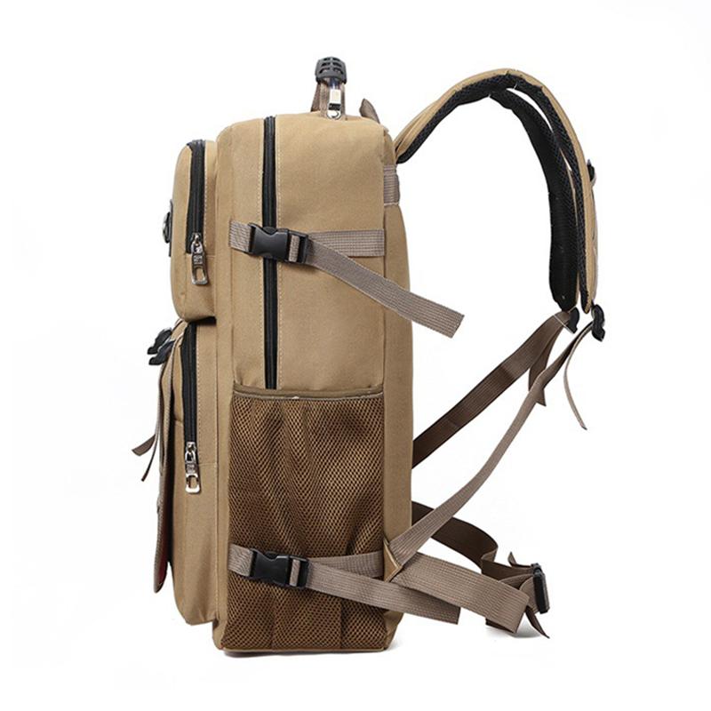 Fashion New Men's Multi-functional Canvas Backpack Waterproof Lightweight Travel Backpack Outdoor Breathable Wear-resistant Sports Backpack