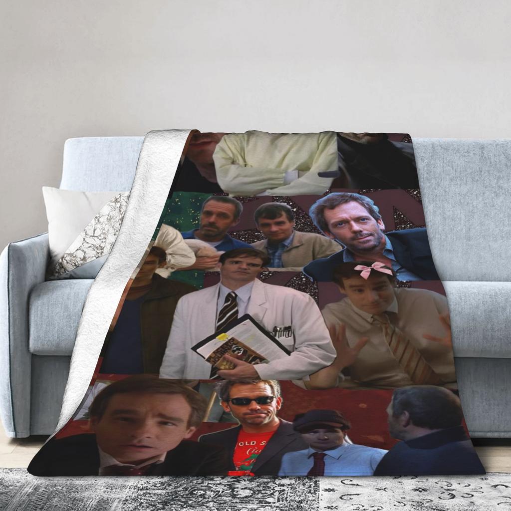 Warm Soft Blanket Decorative Dr. Gregory House Television Photo Collage Throw Blanket Flannel Bedspread For Bed Sofa Bed Cover