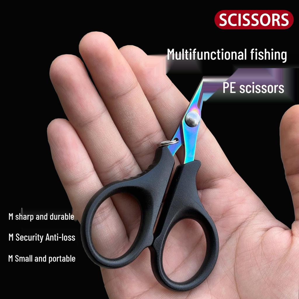 Stainless Steel Multifunctional Fishing Line & Lure Cutter, Small Serrated Scissors for Dyneema PE and Outdoor Use