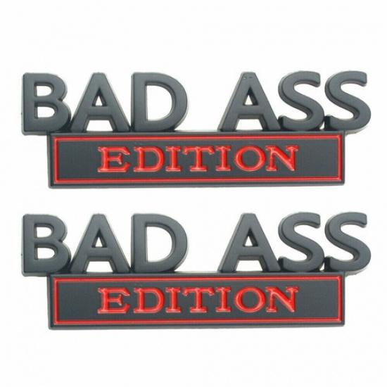 2PCS New Bad Ass Edition Emblem Car Badges Badass 3D Sticker Decal Black Red