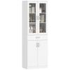 Mobile da Cucina Credenza con Ripiano Regolabile Cassetto 2 Ante Armadio Alto con Porta in Vetro 60 x 35 x 180 cm Bianco