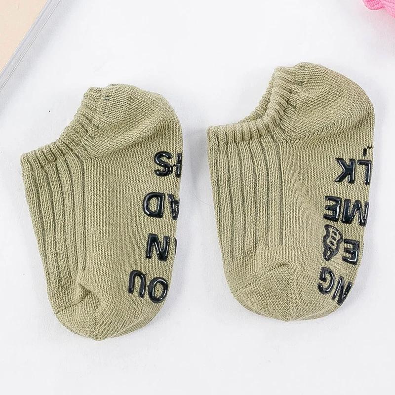 Cute Candy Color Stripe White Baby Floor Socks Summer Spring Thin Cotton Rubber Anti-slip Short Ankle Stockings for Boys Girls