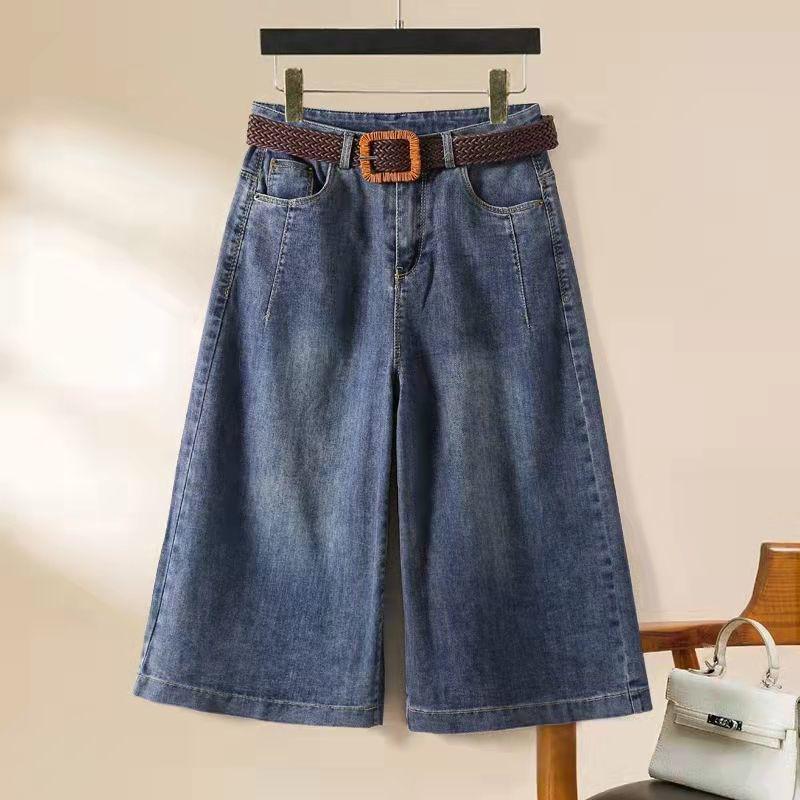 Women s Casual Wide-Leg Denim Pants and Shorts: Seven-Point, Five-Point, and Six-Point Options for Summer S [40-47 kg]
