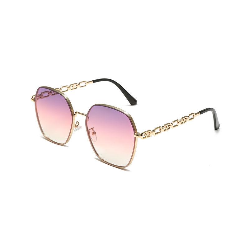 High-end Metal Large-frame Slimming Women Sunglasses Fashionable And Uv-protective Sunglasses 8805
