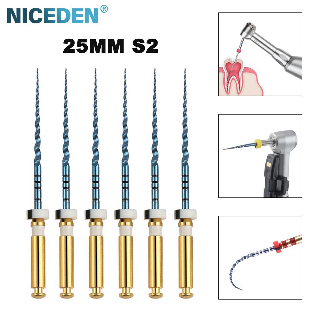 Niceden 6 szt. Silnik pilników endodontycznych NiTi do kanałów korzeniowych, stożkowe narzędzia stomatologiczne, elastyczne