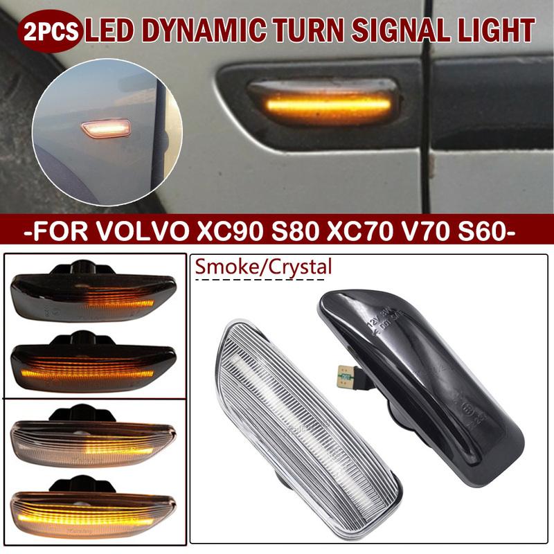 2 Pieces New Dynamic Amber LED Flowing Front Side Marker Turn Signal Light 30722641 30722642 For Volvo S60 S80 V70 XC70 XC90