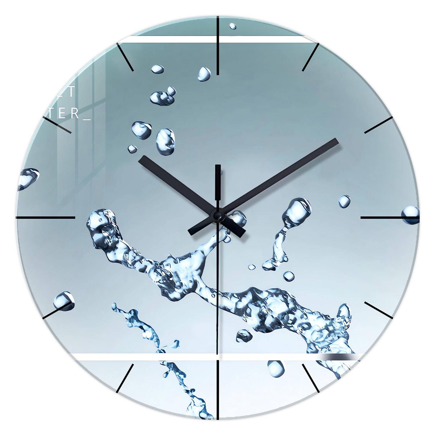 Up-to-date High-Quality Water High-Quality Drop High-Quality Pattern High-Quality Tempered High-Quality Glass High-Quality Wall High-Quality Clock (as the picture,16 Inch)