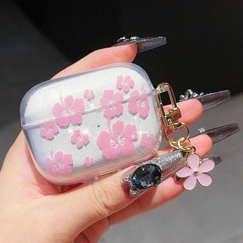 Moderne Kopfhörerhülle für Airpods Pro3/Pro2/Pro Niedliche durchsichtige Blume Anhänger Kopfhörerhülle für Apple AirPods 1/2/3/4 Kopfhörerhülle