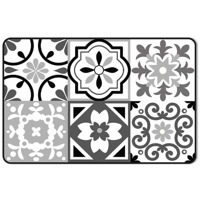 [A1903] - Individual de mesa 'Telhas de Cimento' preto cinza branco - 43x28 ​​​​cm