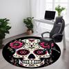 1pc Sugar Skull Flowers Office Round Area Rug, Under Office Chairs Bedroom Living Room Home Decor, Room Deco, Available In Various Sizes