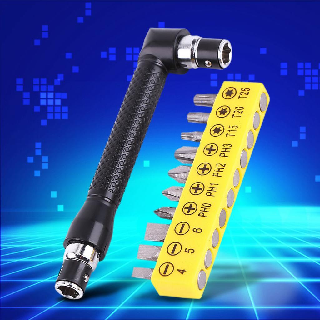 L Shape 1/4 Inch Hex Socket Wrench Double Head with Various Screwdriver Bits Hand Tool Wrench Driver L shaped Wrench 1/4 Wrench