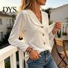 Women Velvet Blouse Fall Shirt, Button Down Long Sleeves Casual Top, Shirt Solid Color Loose for Daily Wear Work