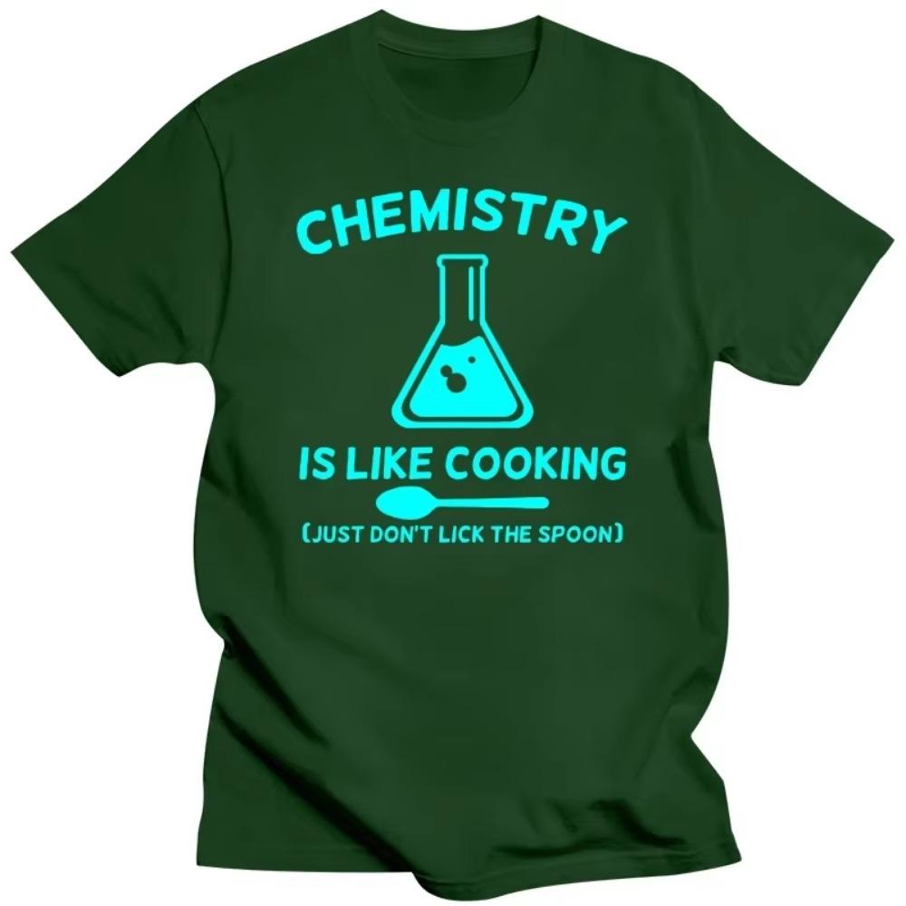 Chemistry Is Like Cooking Men's T-Shirts Funny Tees Tshirts Short Sleeve Hipster Man Tshirt Chemistry Luminous Oversize Tops