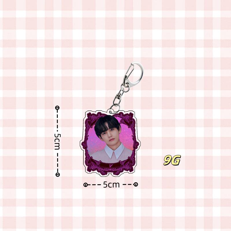 7pcs BTS Retro Photo Frame Style Keychain, Member Portrait Backpack Charm, Celebrity Merchandise Support Ornament