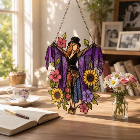 Dancing Lady Sun Catcher, Acrylic Hanging Ornament, Bohemian Gothic Woman Window Spinner, Gift for Mom Grandma Wife