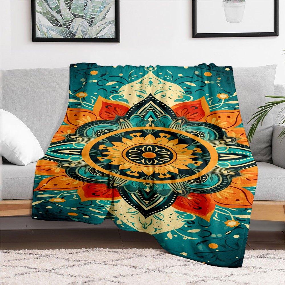 "Bohemian Mandala Wall Art: Vibrant Floral Decor for Your Space"Blanket Flannel Throw Blanket for Sofa, Bed, Travel, Camping, Office, Couch,