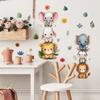 Self-adhesive Wall Stickers Cartoon Animals and Green Leaves for Kids Room Bedroom Home Decor