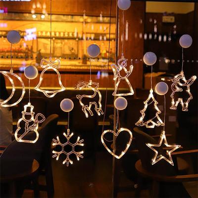 LED Natale Ventosa Luce Pupazzo di neve Albero di Natale Decorazione per finestra Decorazioni pendenti Decorazioni natalizie Piccole luci colorate