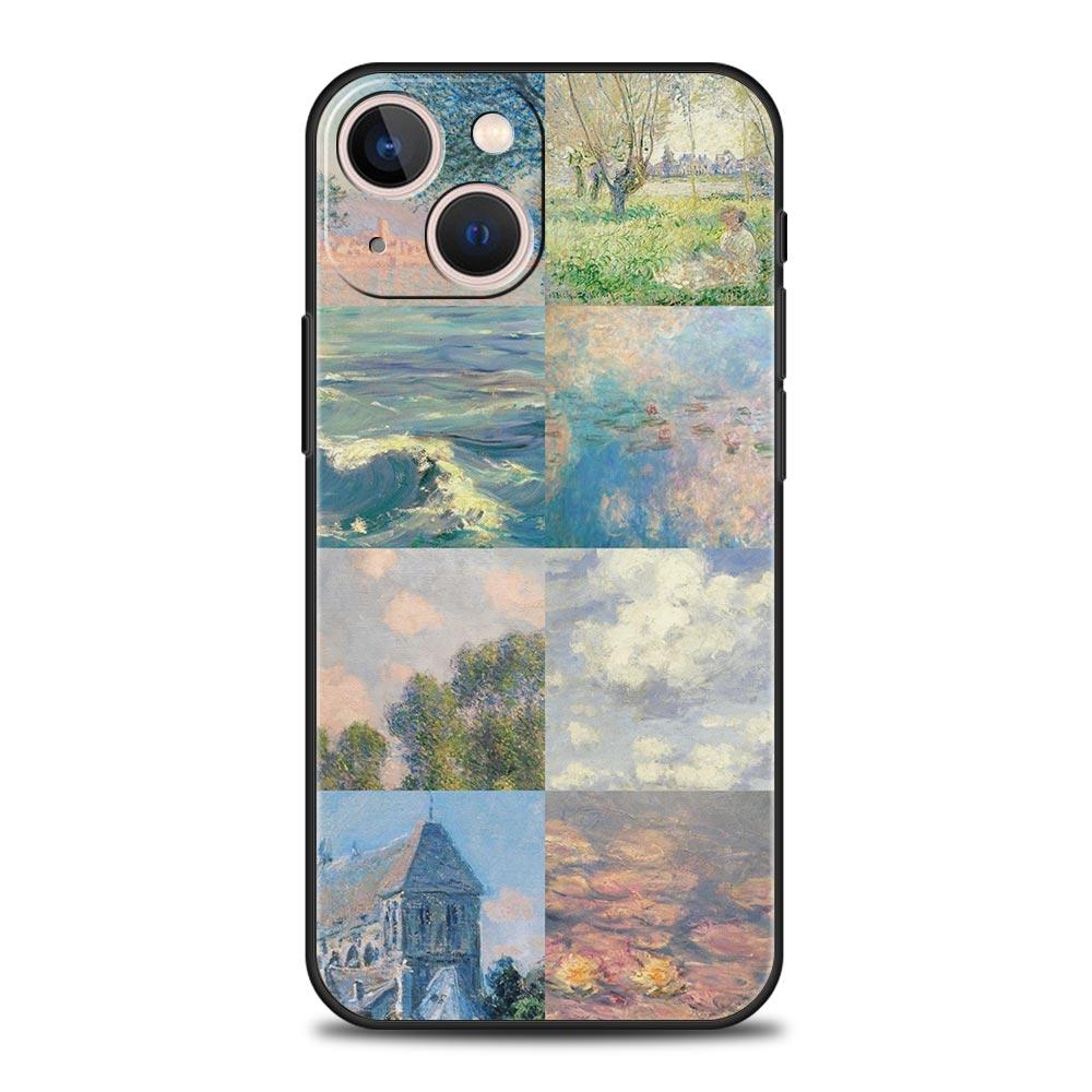 Claude Monet Art Phone Case For iPhone 17 16 15 Pro Max 11 12 13 14 7 8 Plus SE 2020 X XR XS Cover Soft Black
