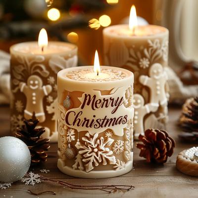 3D Noel Ağacı Elk Kabartma Silindir Mum Silikon Kalıp Mutlu Noeller Mektup Kar Tanesi Silindir Mum Kalıpları Noel Hediyesi