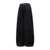 Men Loose Fit Washed Denim Jeans American Vintage Side Split Tapered Long Pants