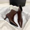 Autumn Winter Fashion Pointed Toe Ankle Boots Women Zippers Thick Heels Shoes Street Style Dress Short Botas Mujer