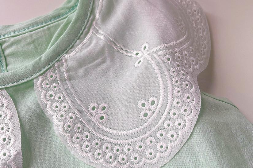 Krajková be rukávová panenkovská košile a široké kalhoty pro malé holčičky - Letní dvoudílná sada ve stylu Mori