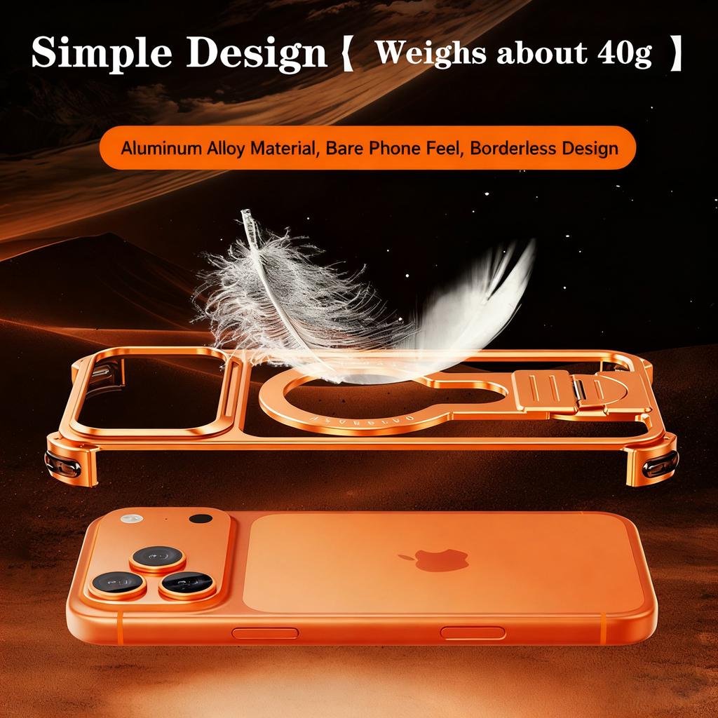 Oatsbasf Simple Design Phone Case for IPhone 17 Pro Max 17 Pro Metal Phone Cover W/ 360° Kickstand Anti-Drop Protection Bumper
