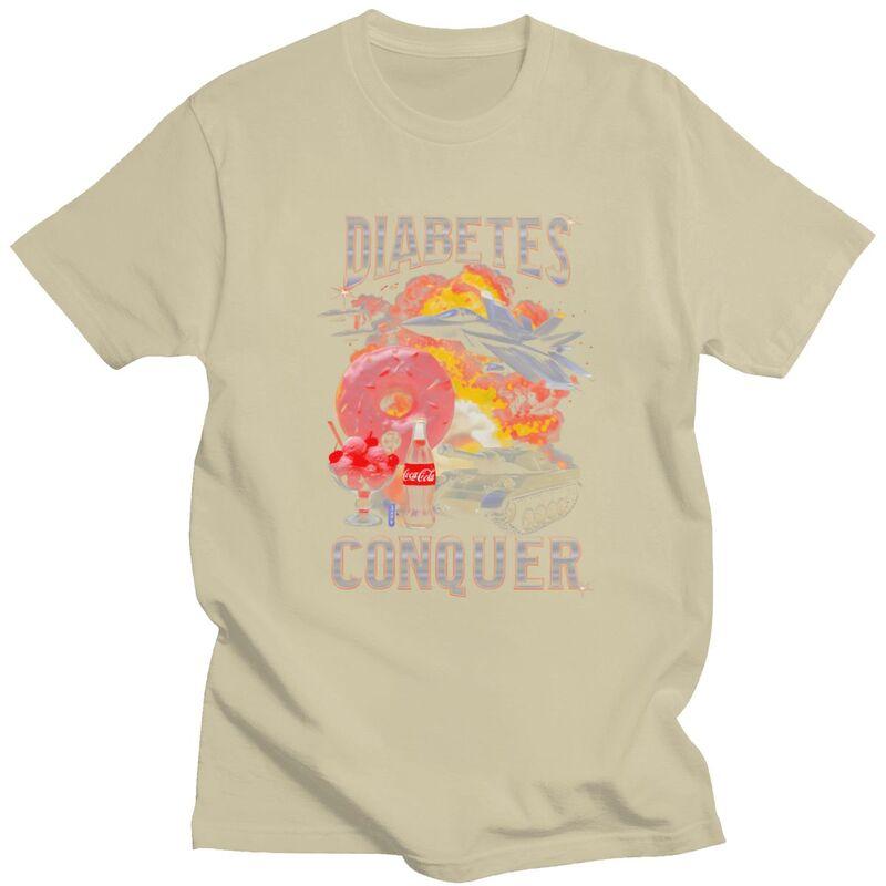Diabetes Conquer T Shirt for Men Pure Cotton Humor Sarcastic Joke Tshirts Casual Short Sleeve Tee Shirt Slim Fit Clothing Gift