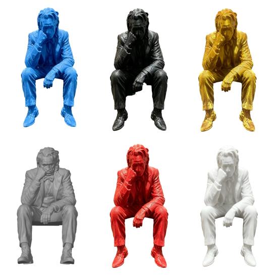 3D Printed Thinker Figurine, Small Upset Clown Shelf Sitter for Living Room Bookshelf Office Desktop Decor