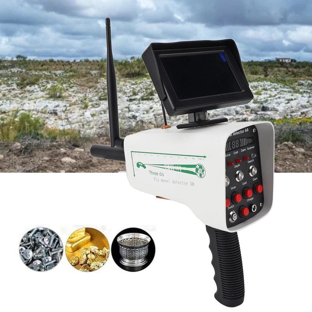 Metal Detector Gold Finder 1000M Range 30M Depth Sensitive Handheld Underground Treasure Scanner Locator for Gold Silver White